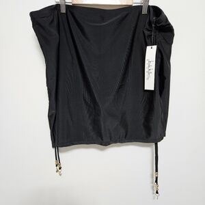 Nicole Miller Womens NWT Swim Skirt Bottom with Brief Black 3X